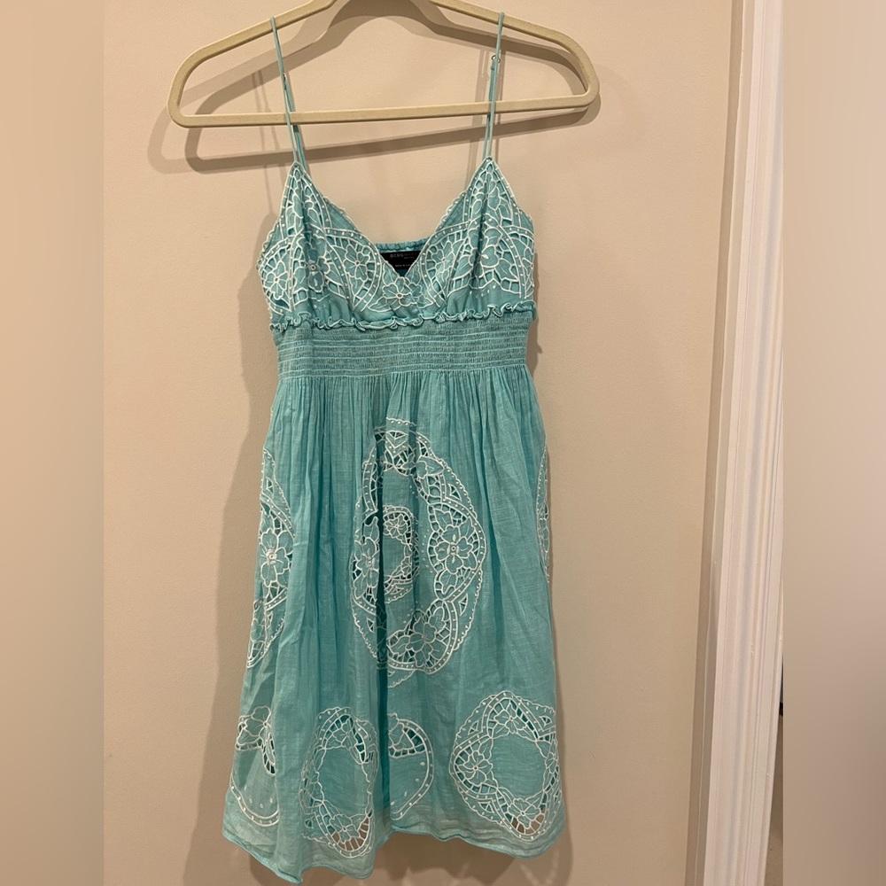 BCBG MaxAzria blue and white lace dress. Size petite S.